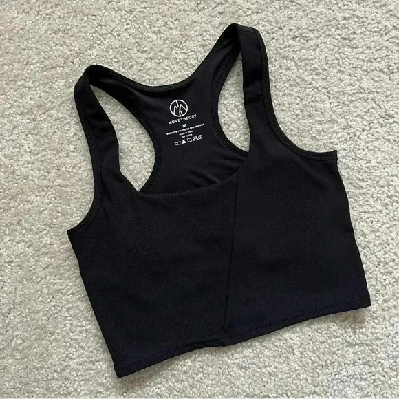 MoveTheory Cropped Sports Bra Black Women Size Medium Removable Pads Active Yoga - Picture 3 of 11